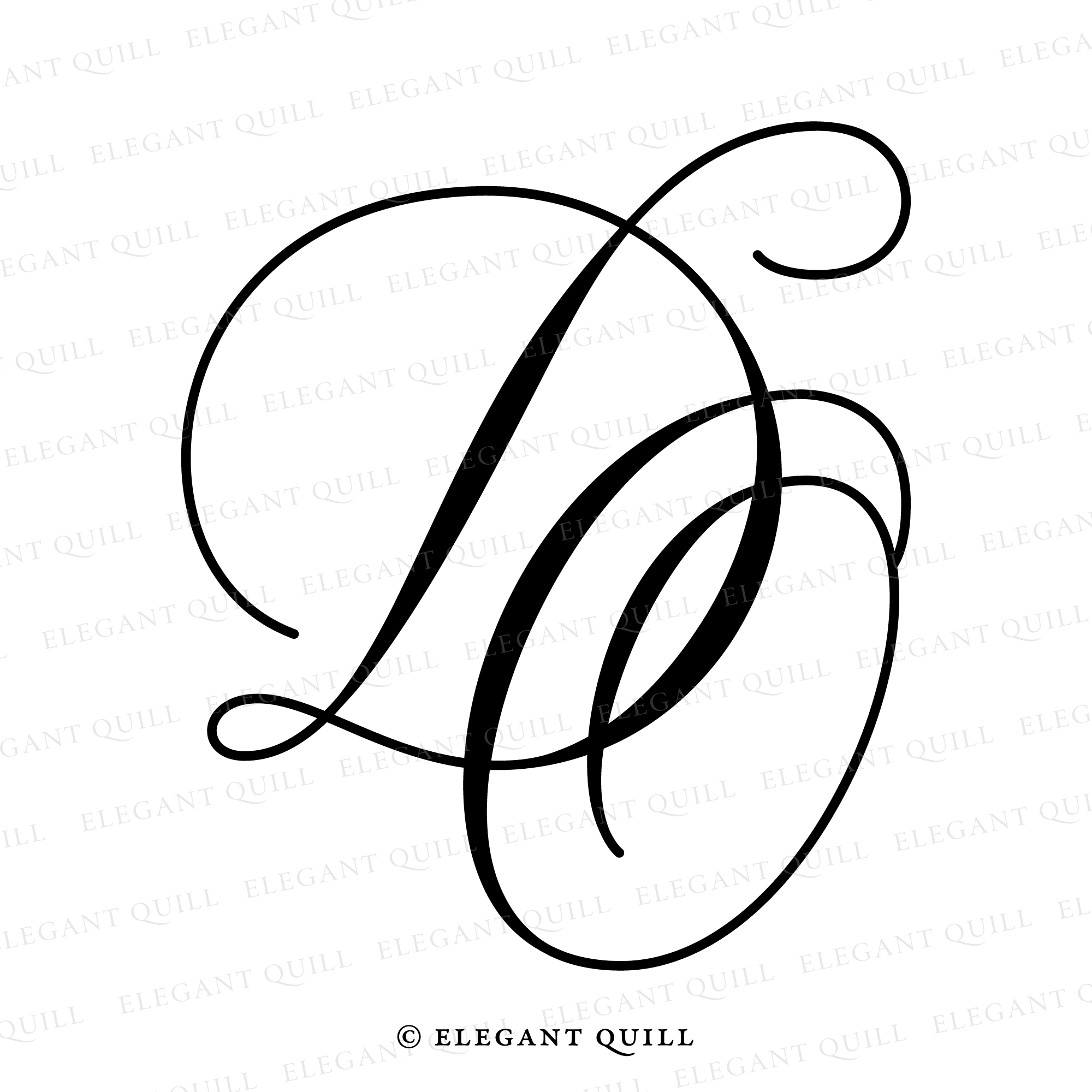 Calligraphy Logo, DO Initials – Elegant Quill