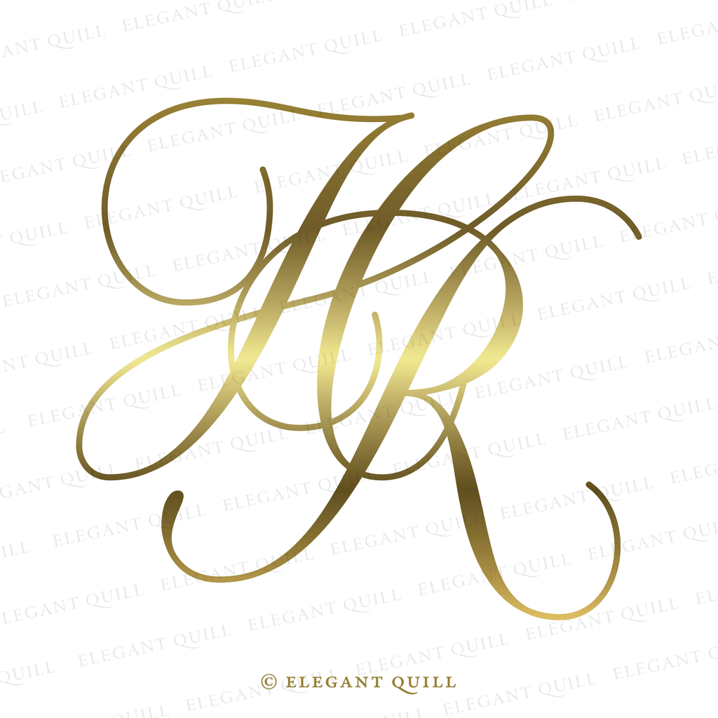 calligraphy logo, HR initials