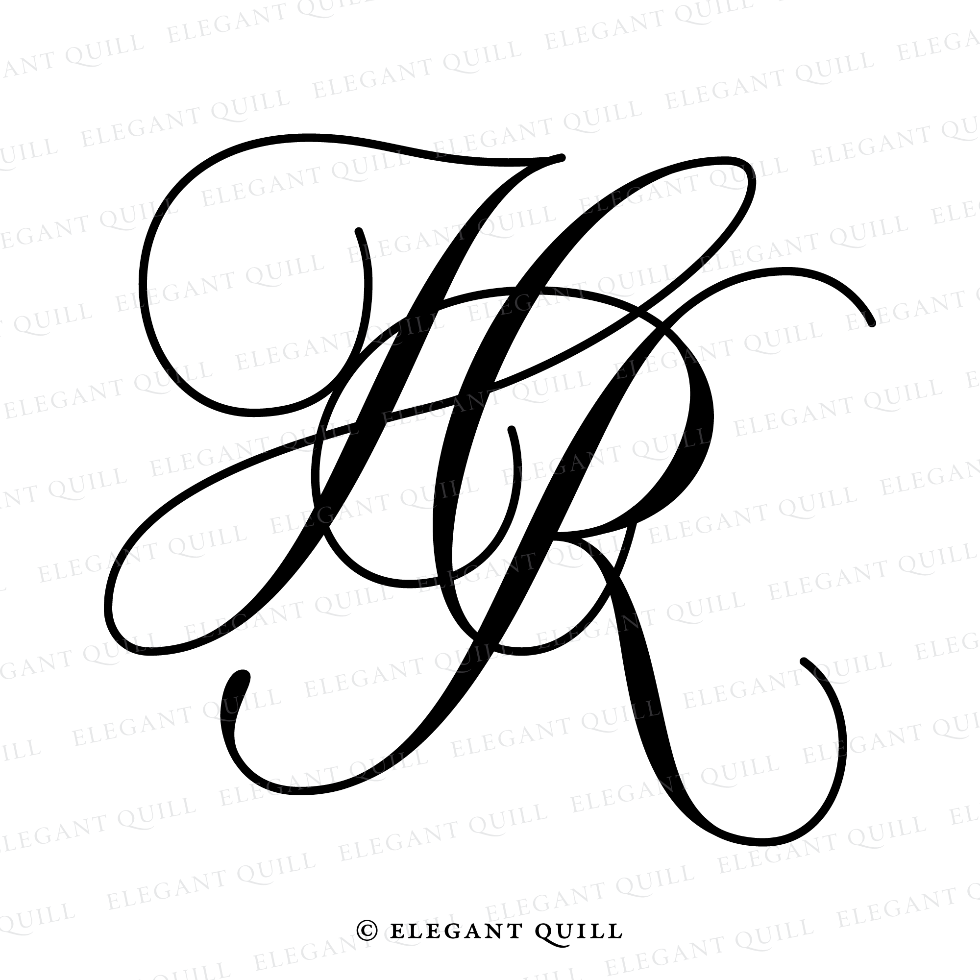 Calligraphy Logo, HR Initials – Elegant Quill