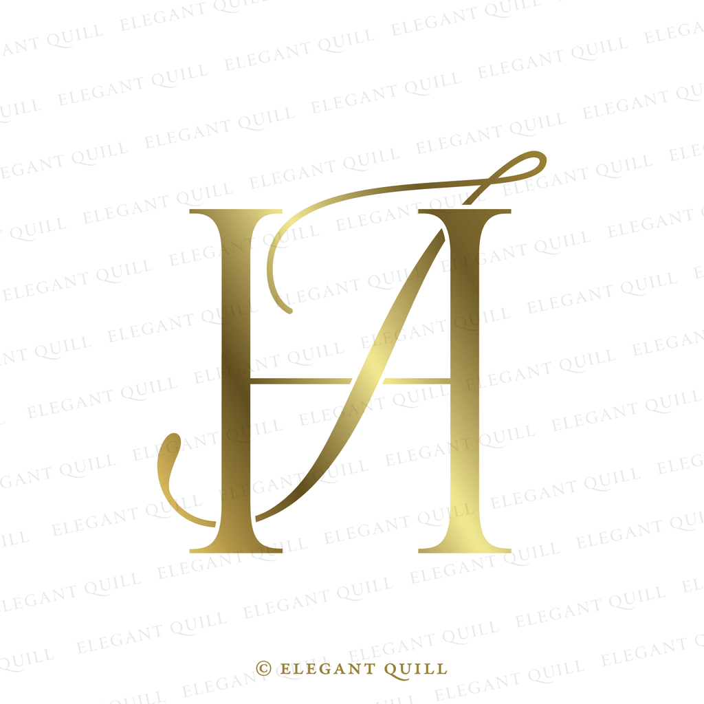 calligraphy logo, IH initials