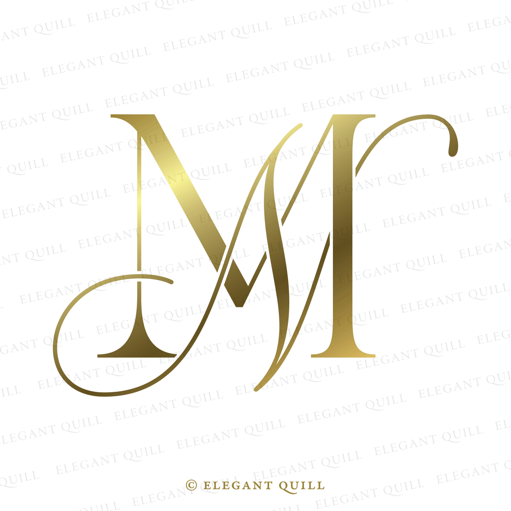 calligraphy logo, NM initials