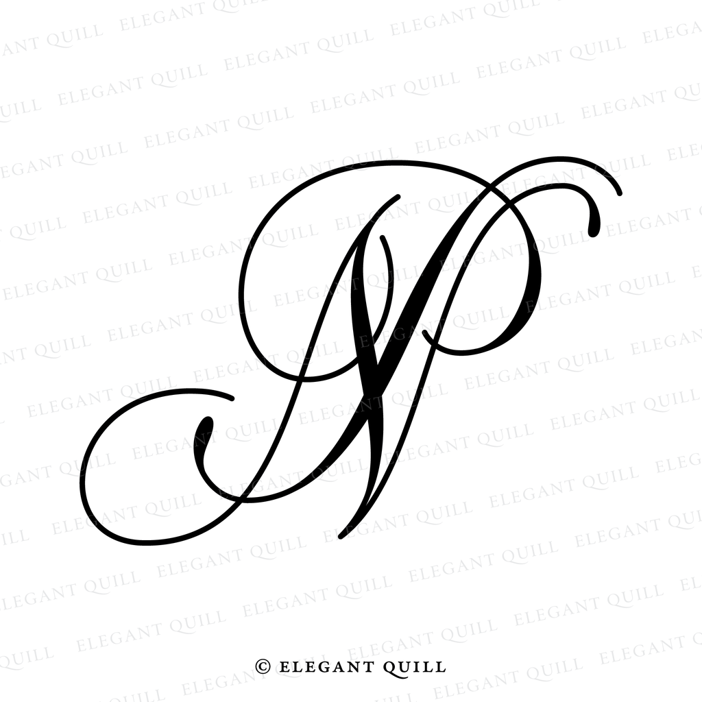 calligraphy logo, NP initials