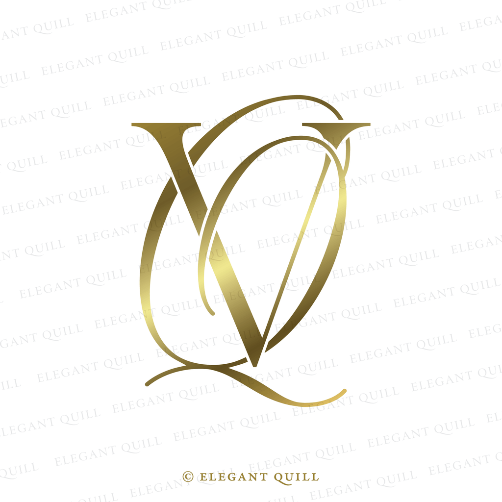 calligraphy logo, QV initials