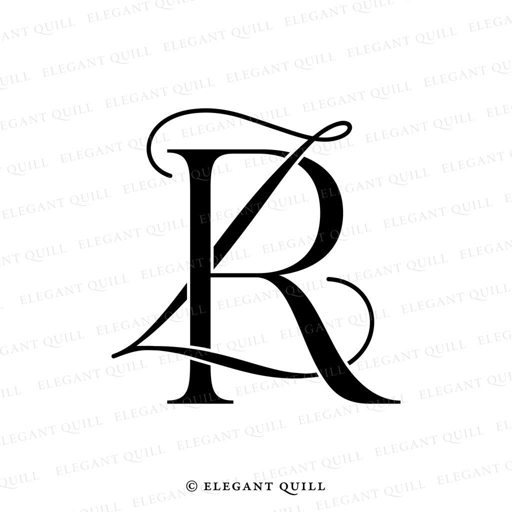 V R Intials Calligraphy Logo, ZR Initials – Elegant Quill