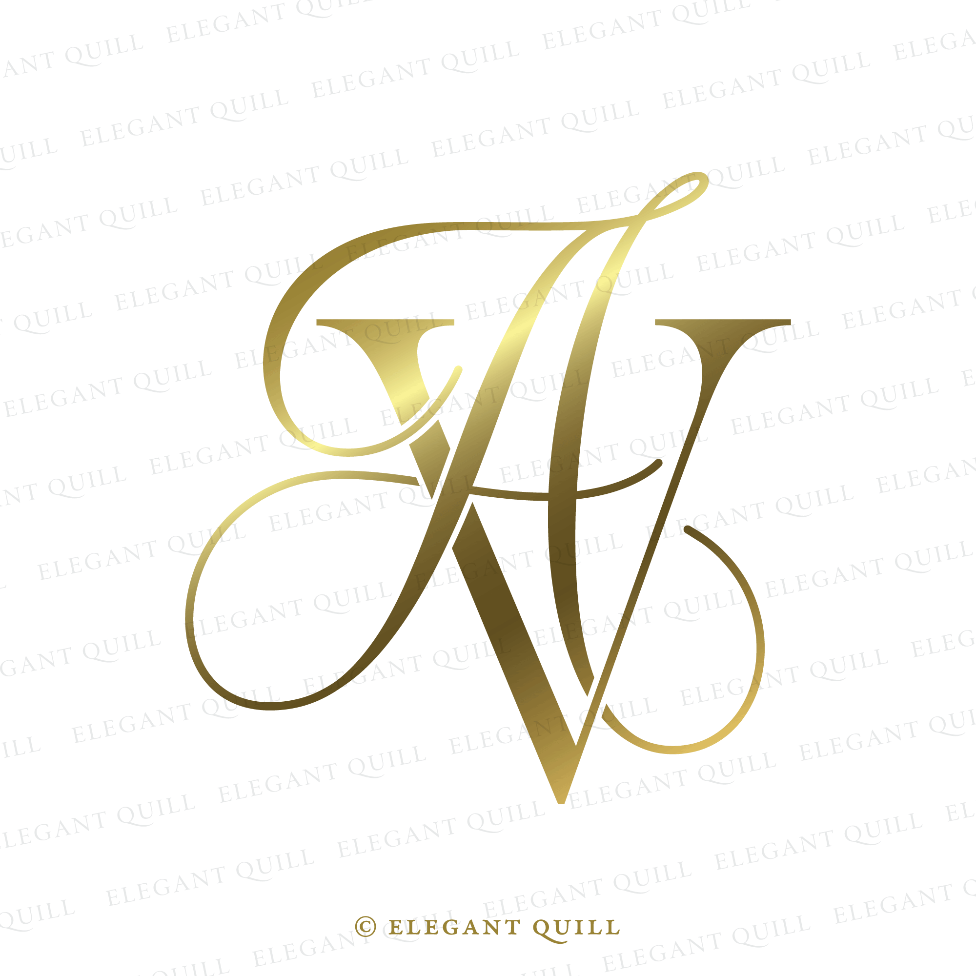 Dance Floor Monogram, AV Initials Logo – Elegant Quill, image size:2000x2000