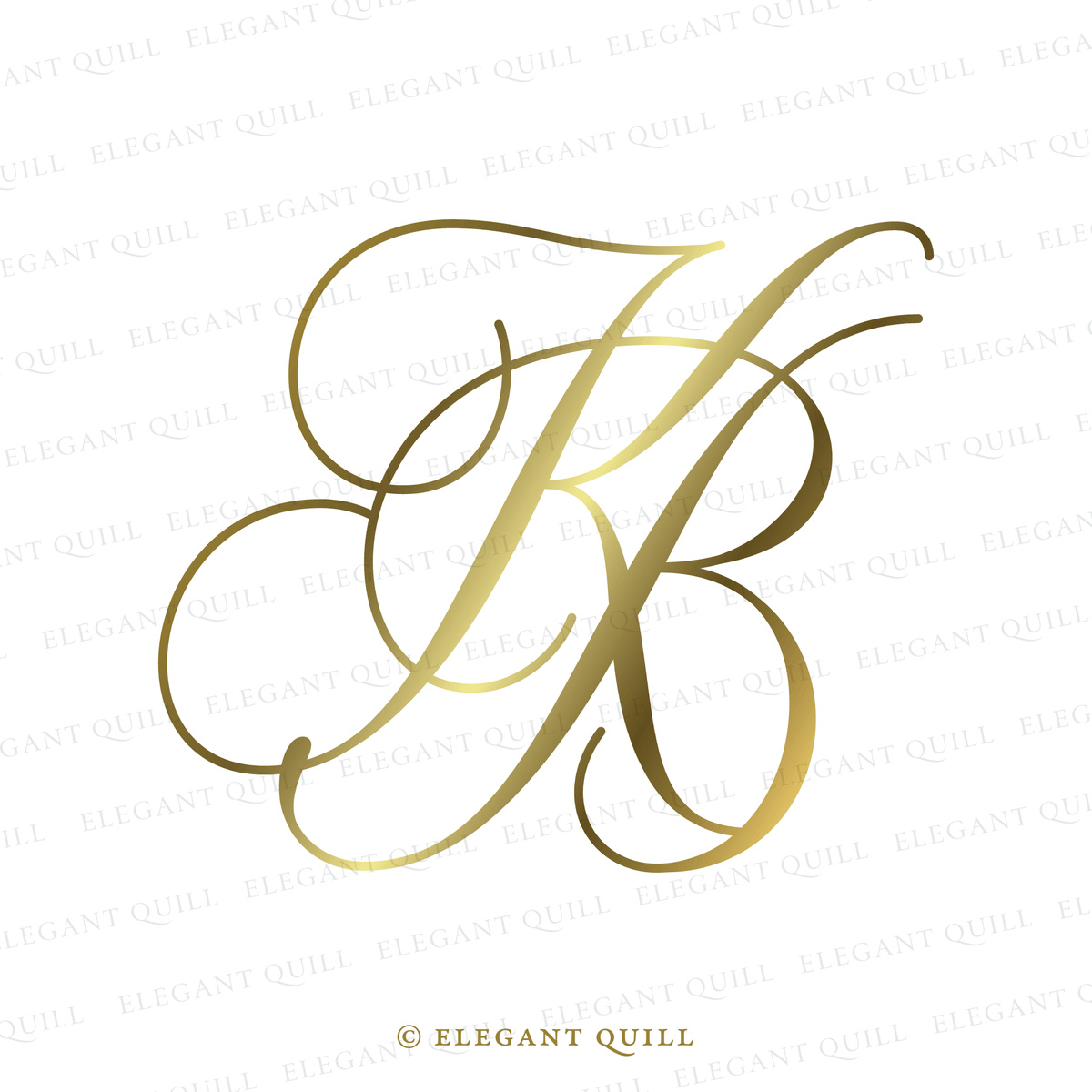 Dance Floor Monogram, BK Initials Logo – Elegant Quill