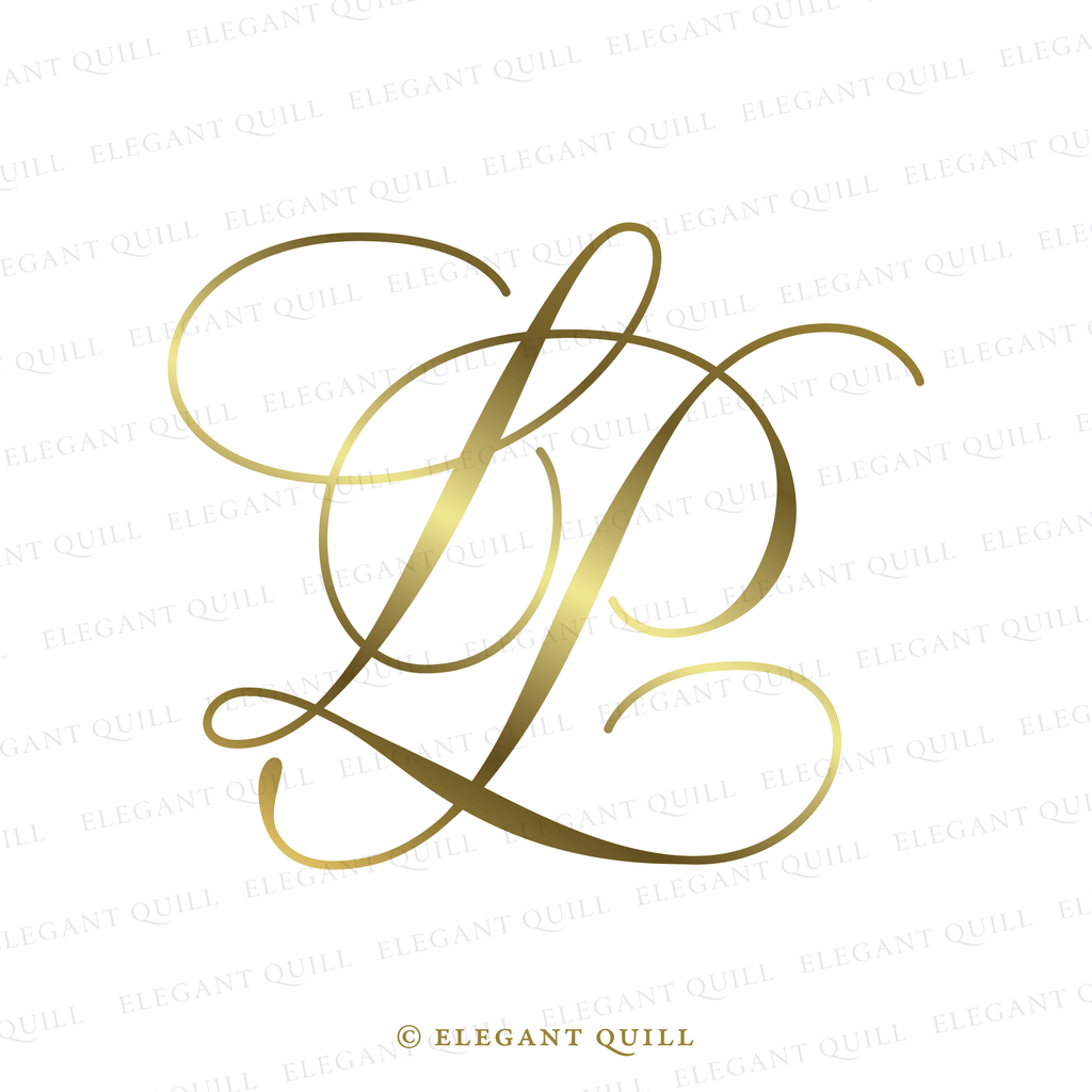 Lp Initials Cursive Duogram, LP Initials Logo – Elegant Quill