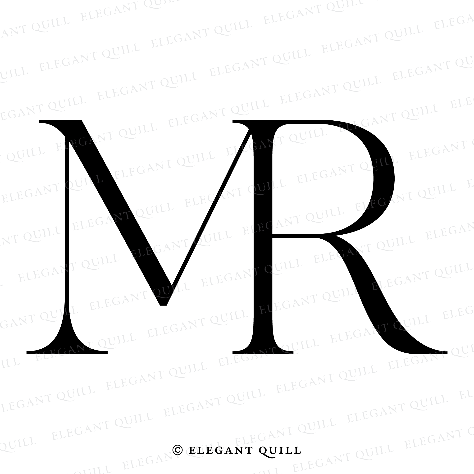 Duogram, MR Initials Logo – Elegant Quill