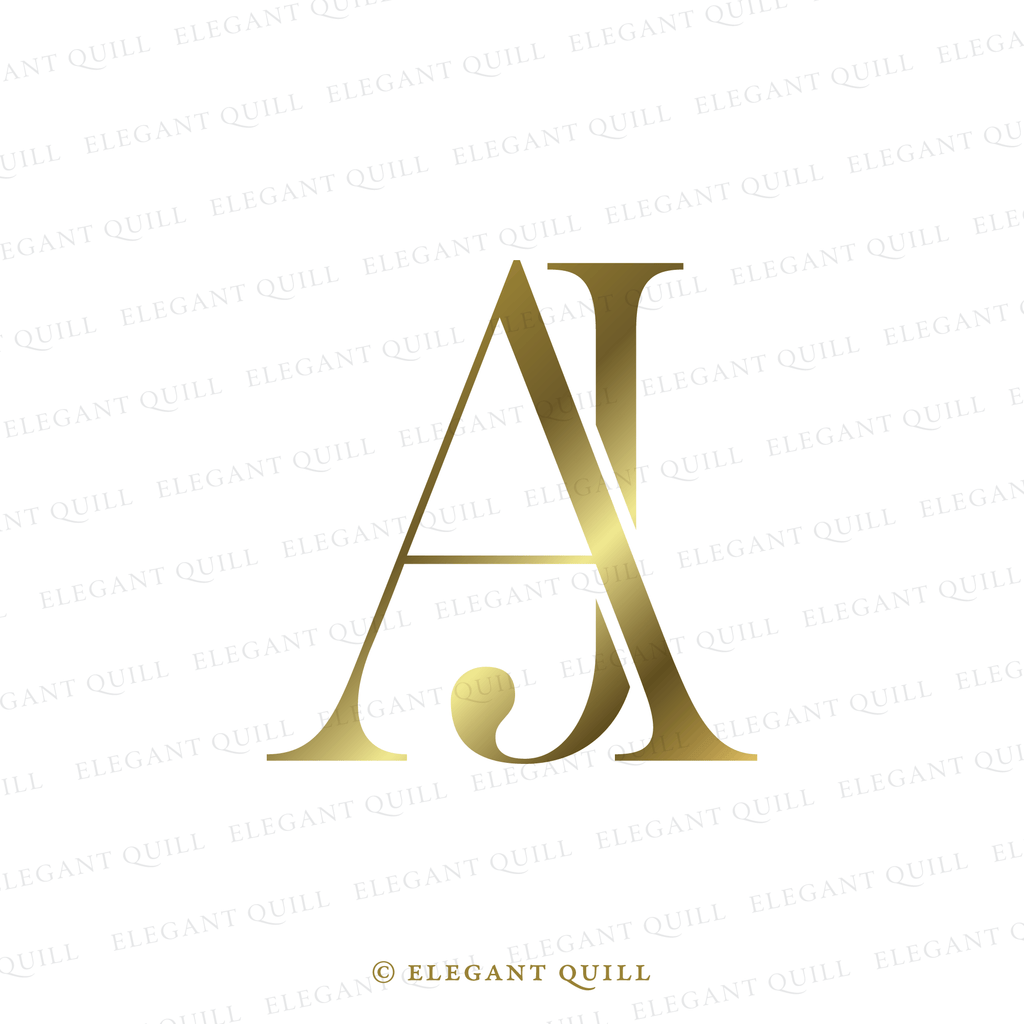 elegant wedding monogram, AJ initials