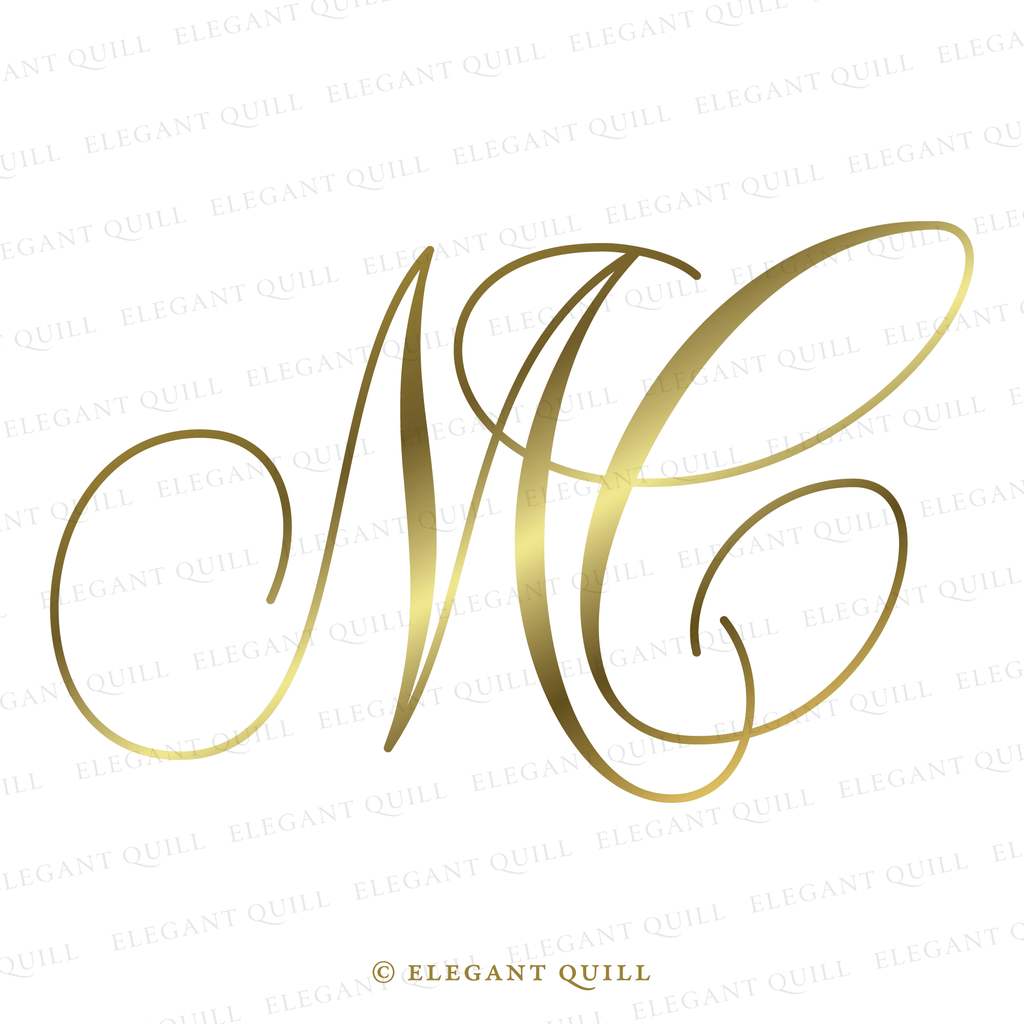 elegant wedding monogram, CM initials