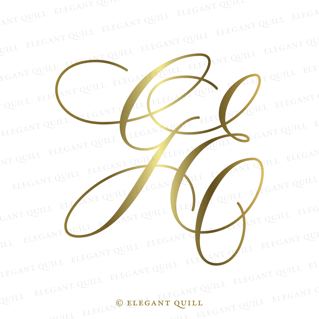 Wedding Monogram Logo, EO Initials – Elegant Quill
