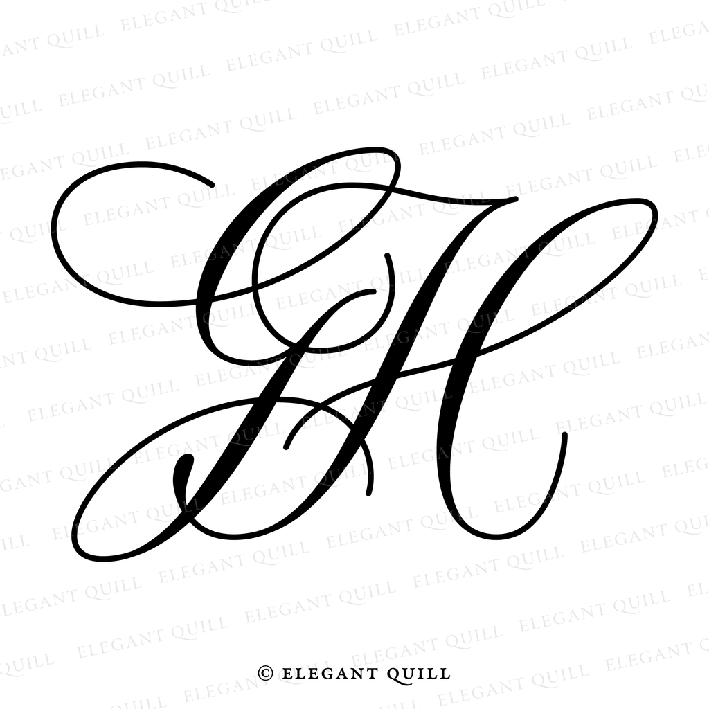 Monogram Gh Script Font Elegant Wedding Monogram, GH Initials Logo – Elegant Quill