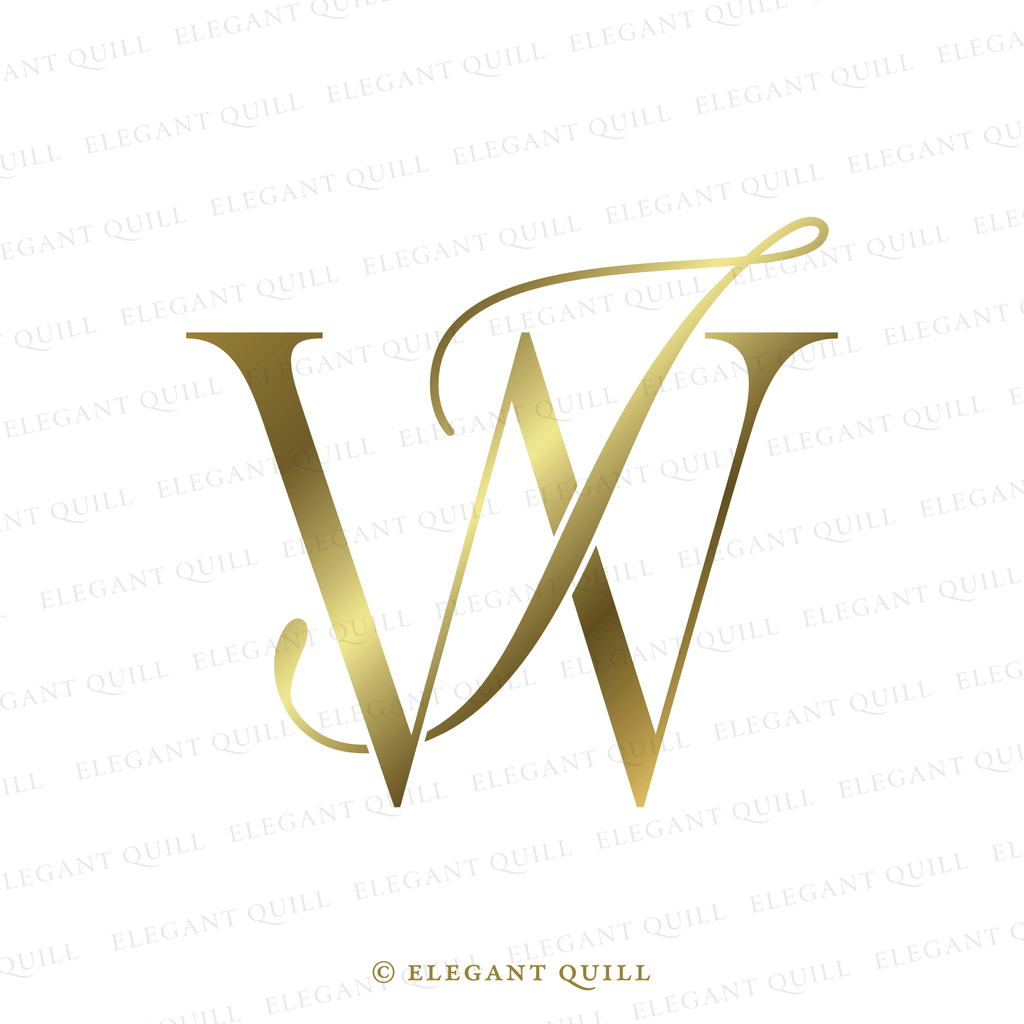 elegant wedding monogram, IW initials