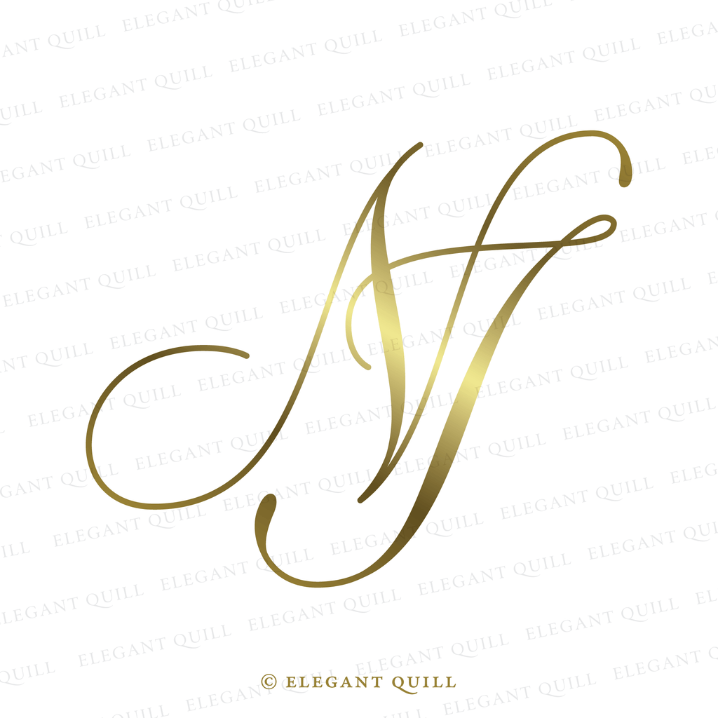 elegant wedding monogram, JN initials