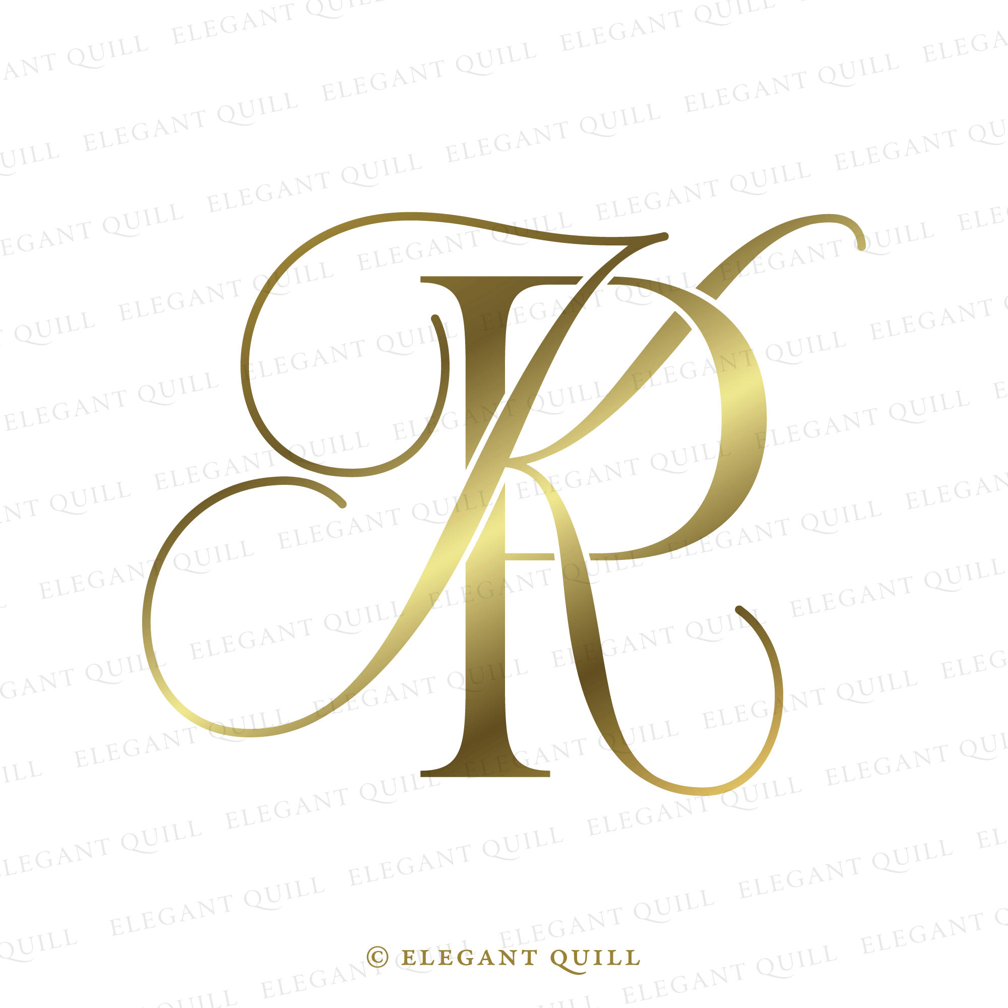 Elegant Wedding Monogram, KP Initials Logo – Elegant Quill