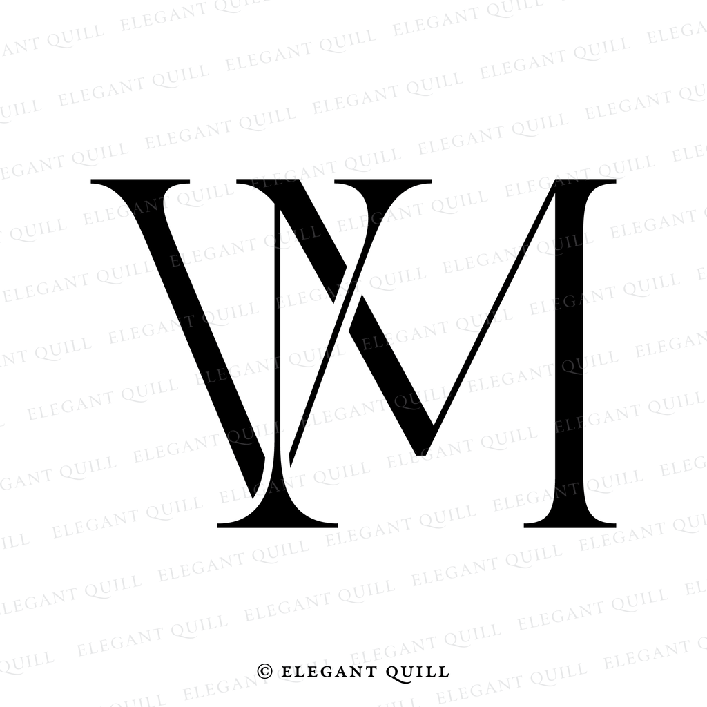 elegant wedding monogram, MV initials