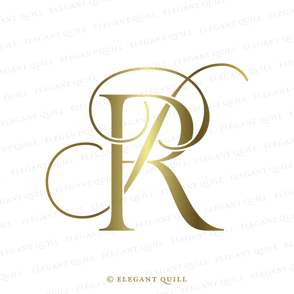 elegant wedding monogram, PR initials