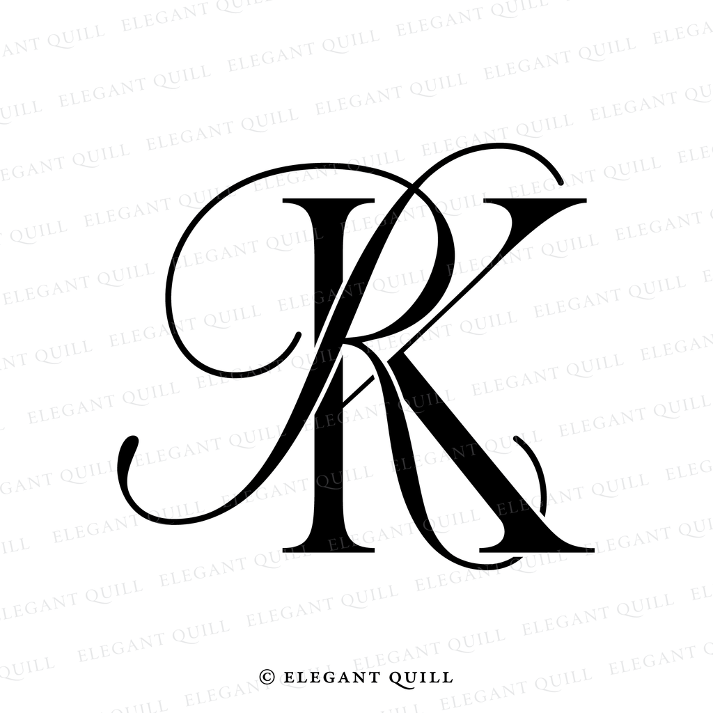 Elegant Wedding Monogram, RK Initials Logo – Elegant Quill