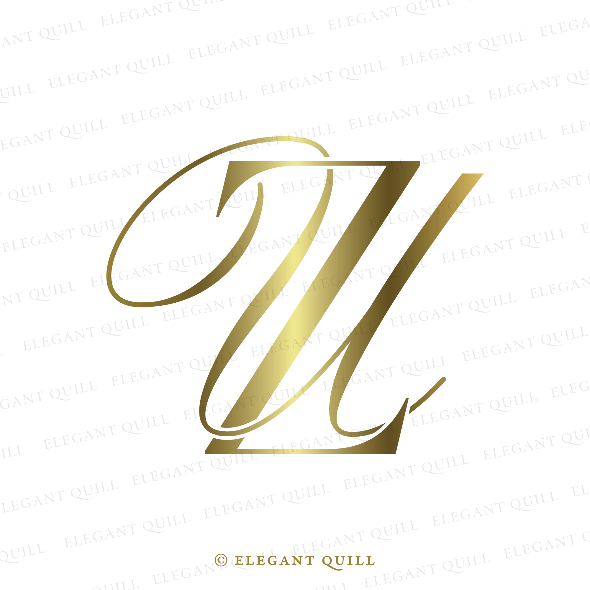 Wedding Monogram, EE Initials Logo – Elegant Quill