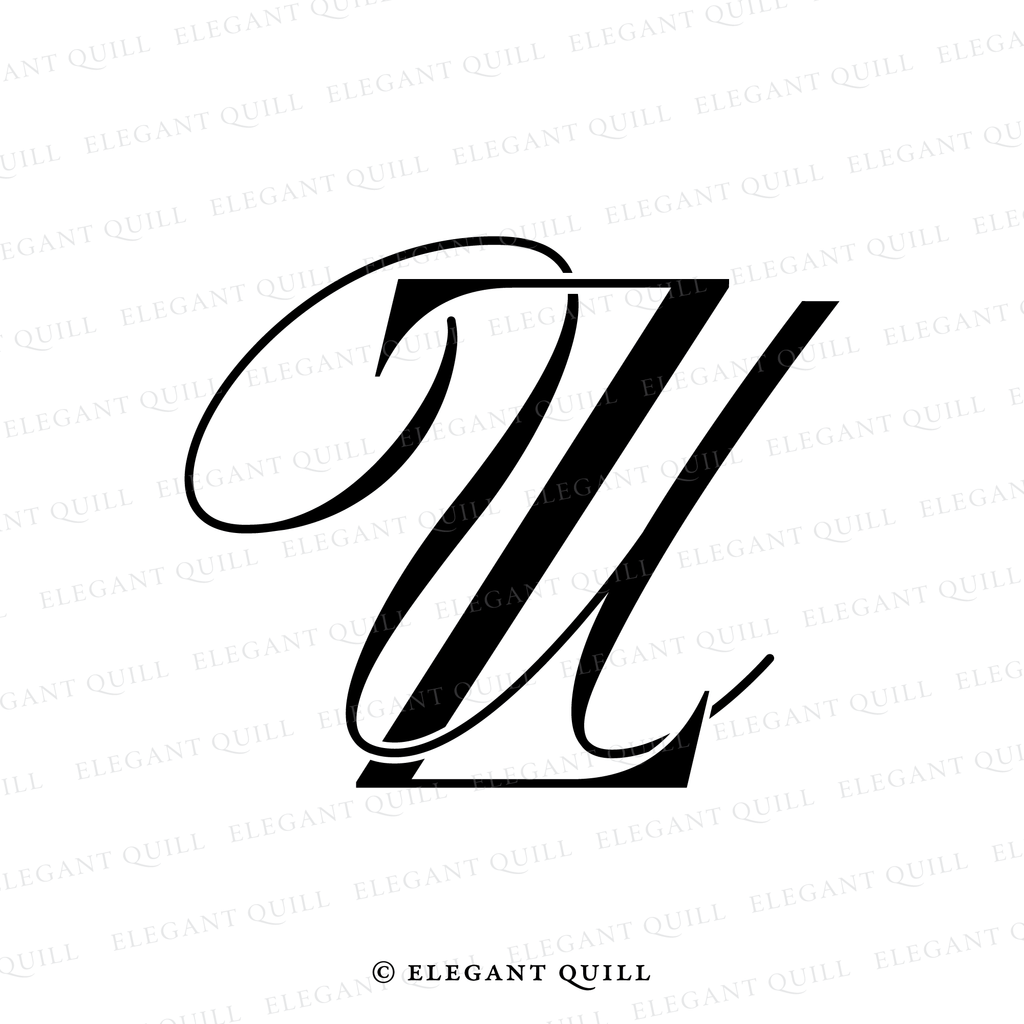 elegant wedding monogram, UZ initials