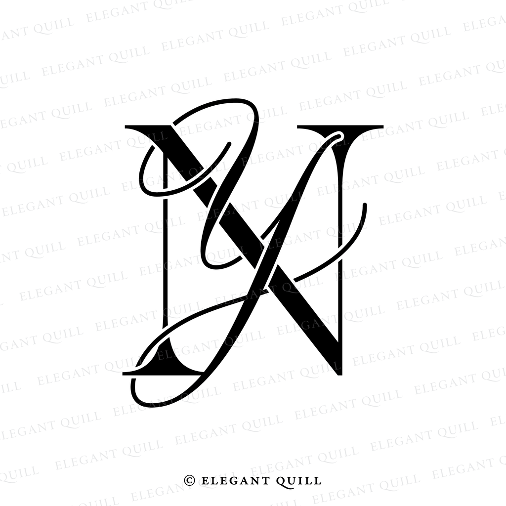 elegant wedding monogram, YN initials