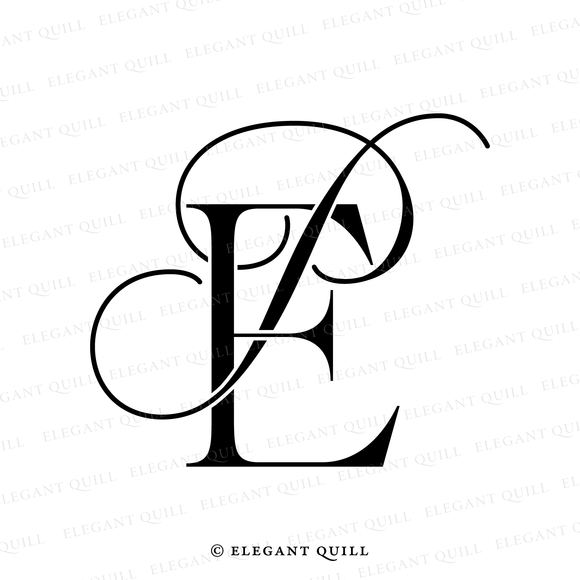 Feminine Logo, PE Initials – Elegant Quill