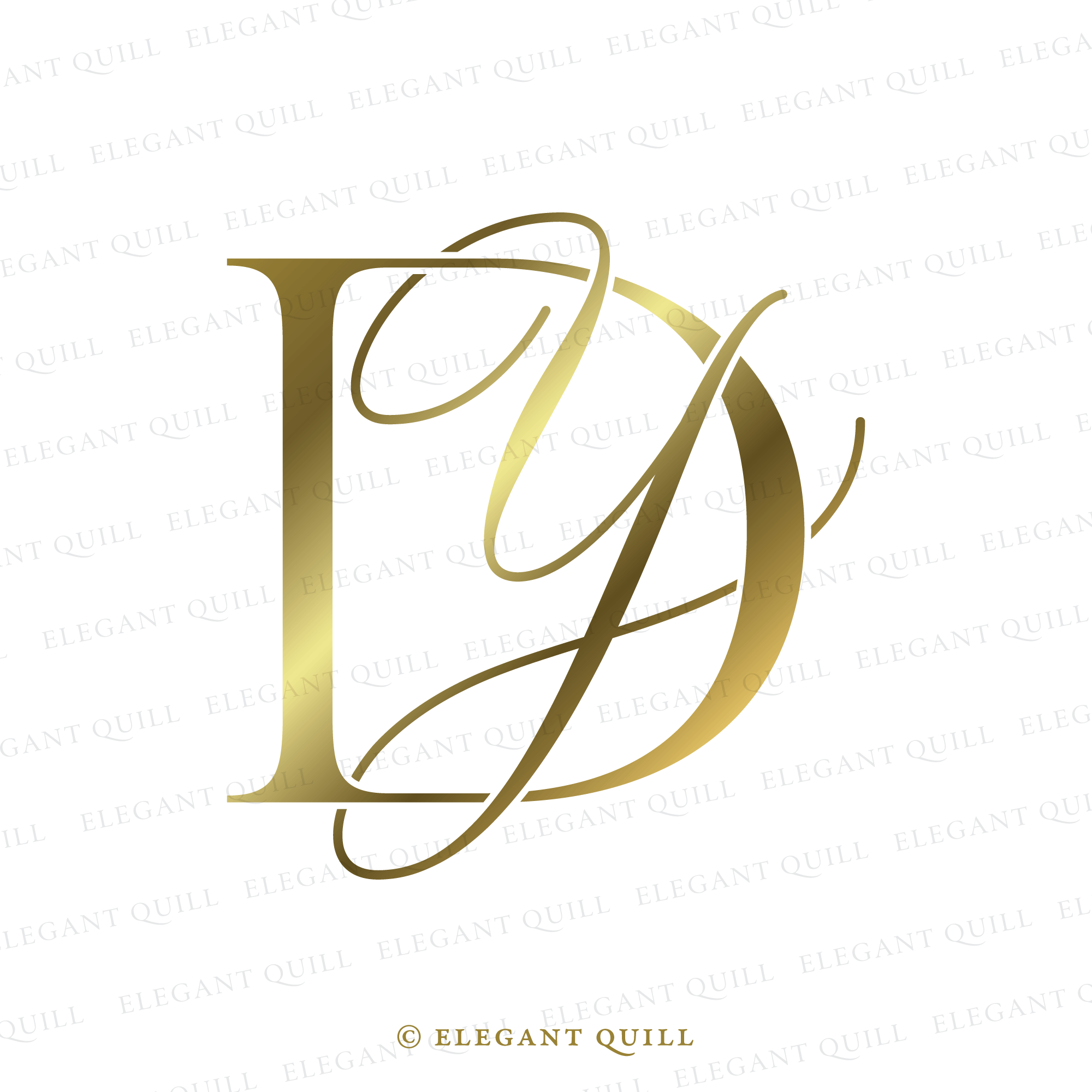 Elegant Wedding Monogram, DS Initials Logo – Elegant Quill