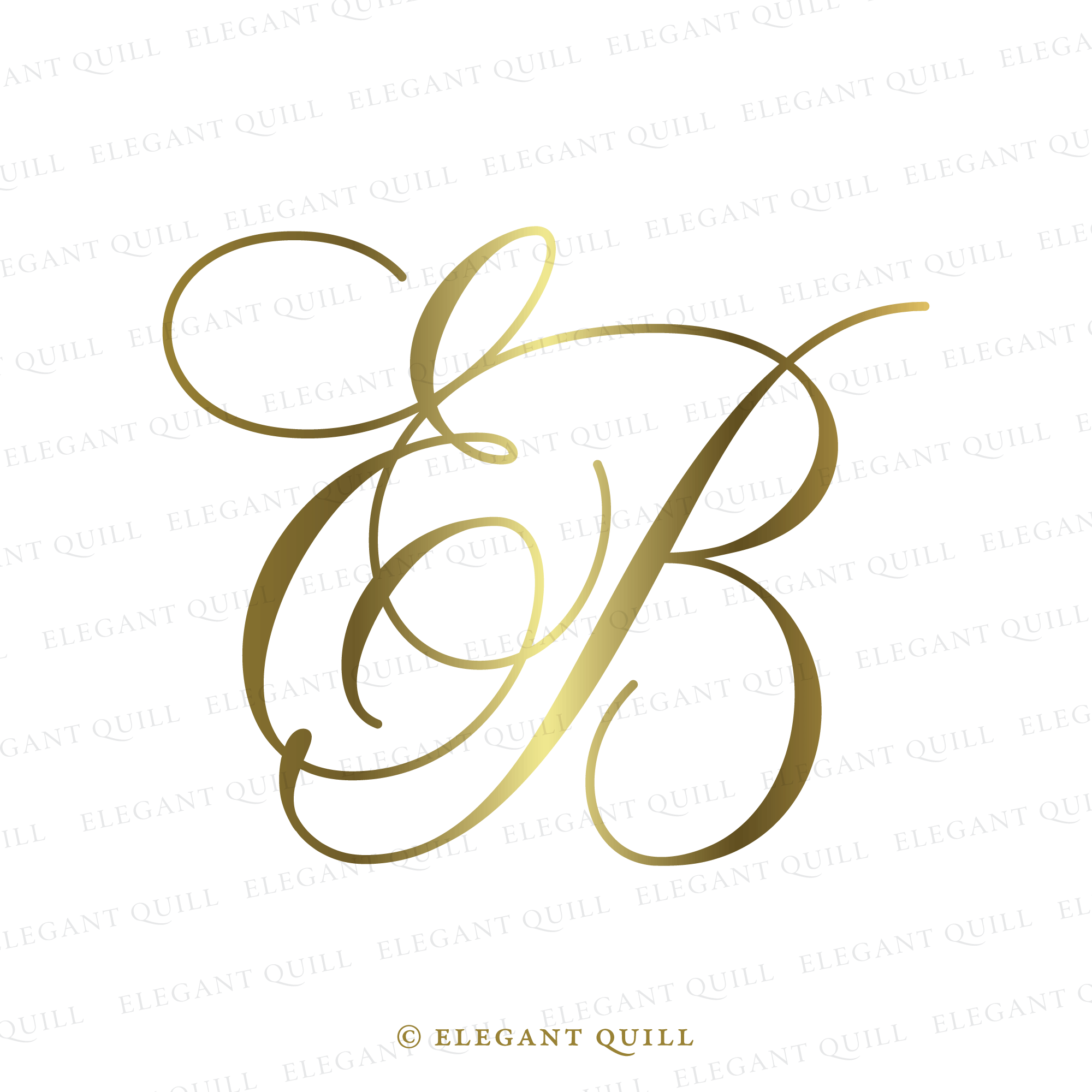 Gobo Wedding Monogram, GW Initials Logo – Elegant Quill