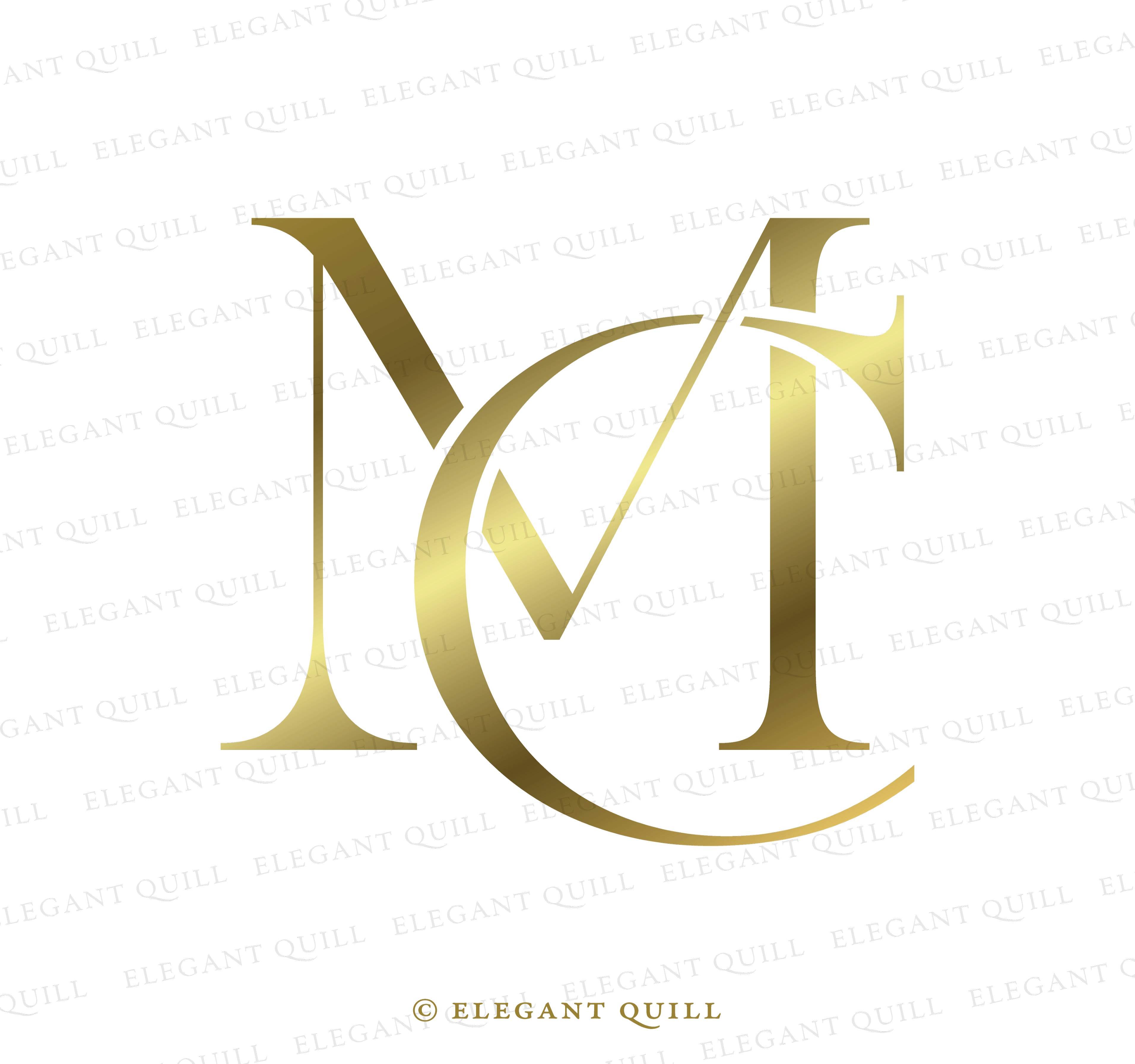Wedding Gobo Monogram, CM Initials Logo – Elegant Quill