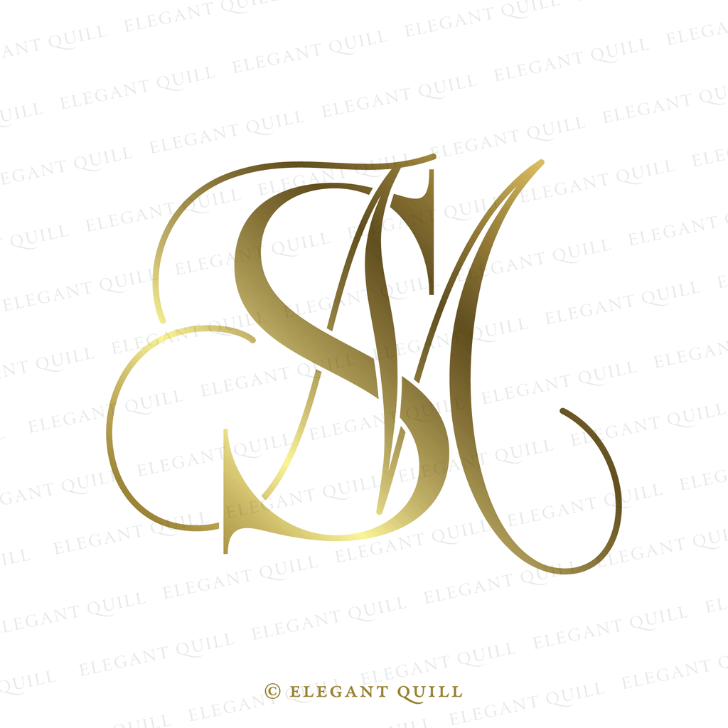 Simplistic Logo, SM Initials – Elegant Quill
