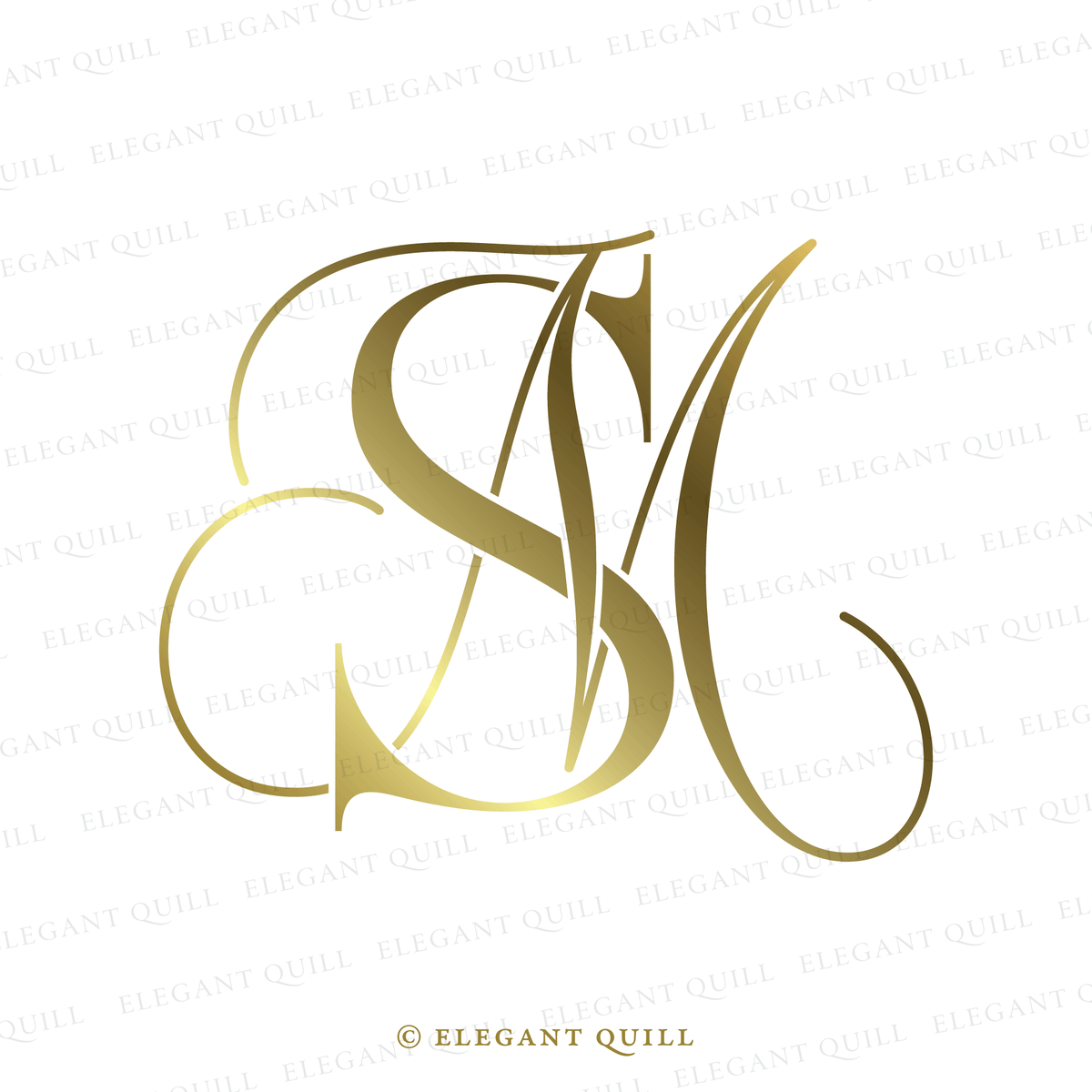 Gobo Monogram, MS Initials Logo – Elegant Quill