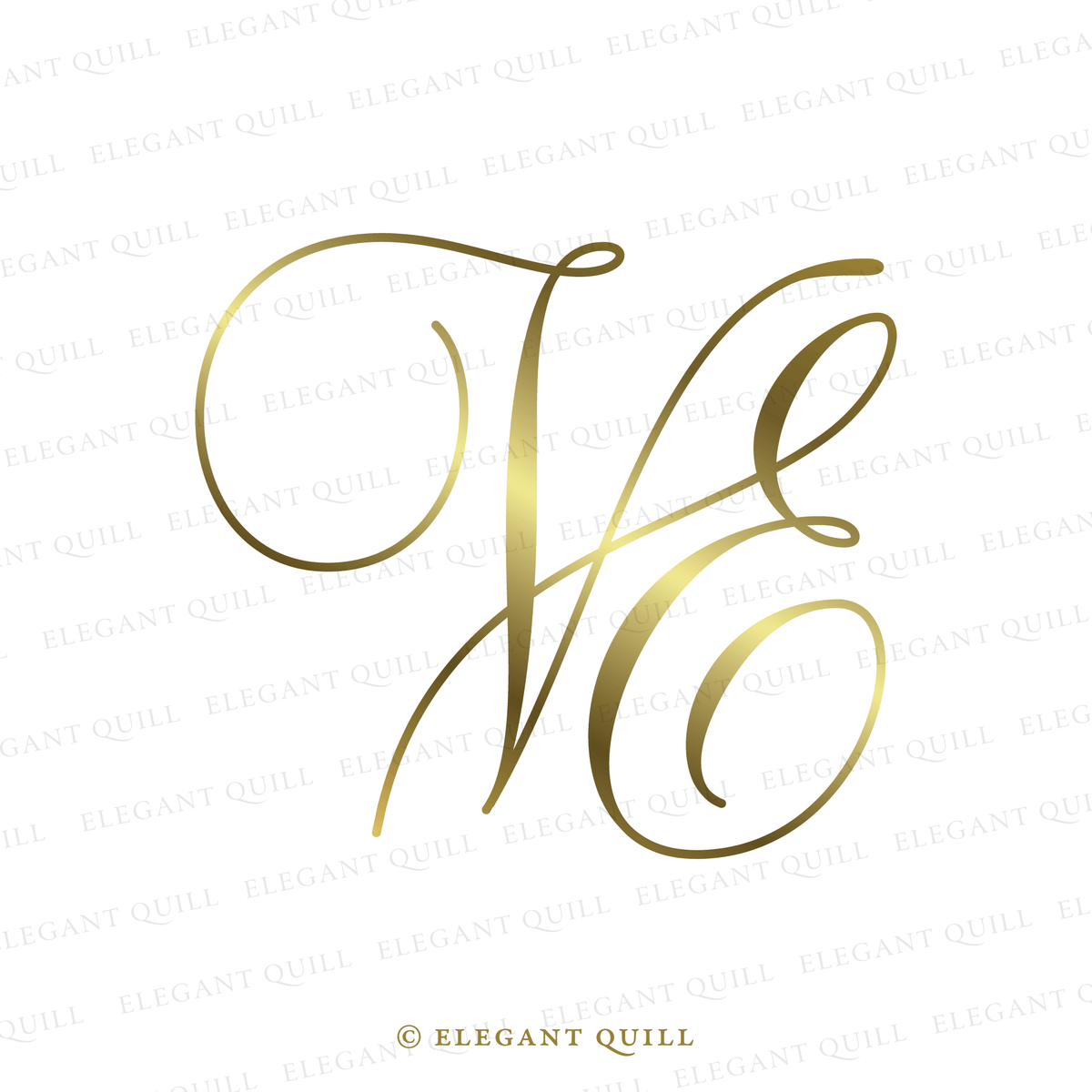 Gobo Wedding Monogram, EV Initials Logo – Elegant Quill