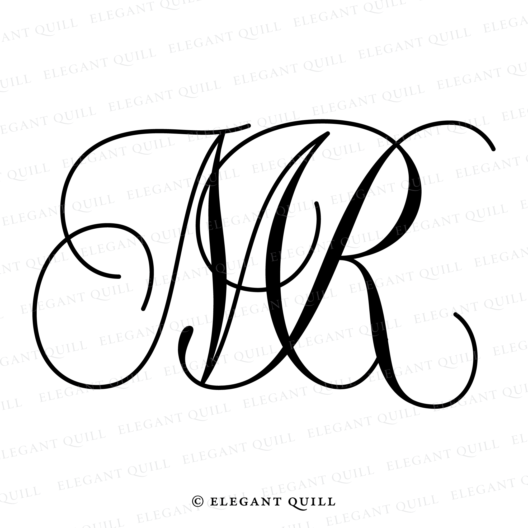 Gobo Wedding Monogram, MR Initials Logo – Elegant Quill