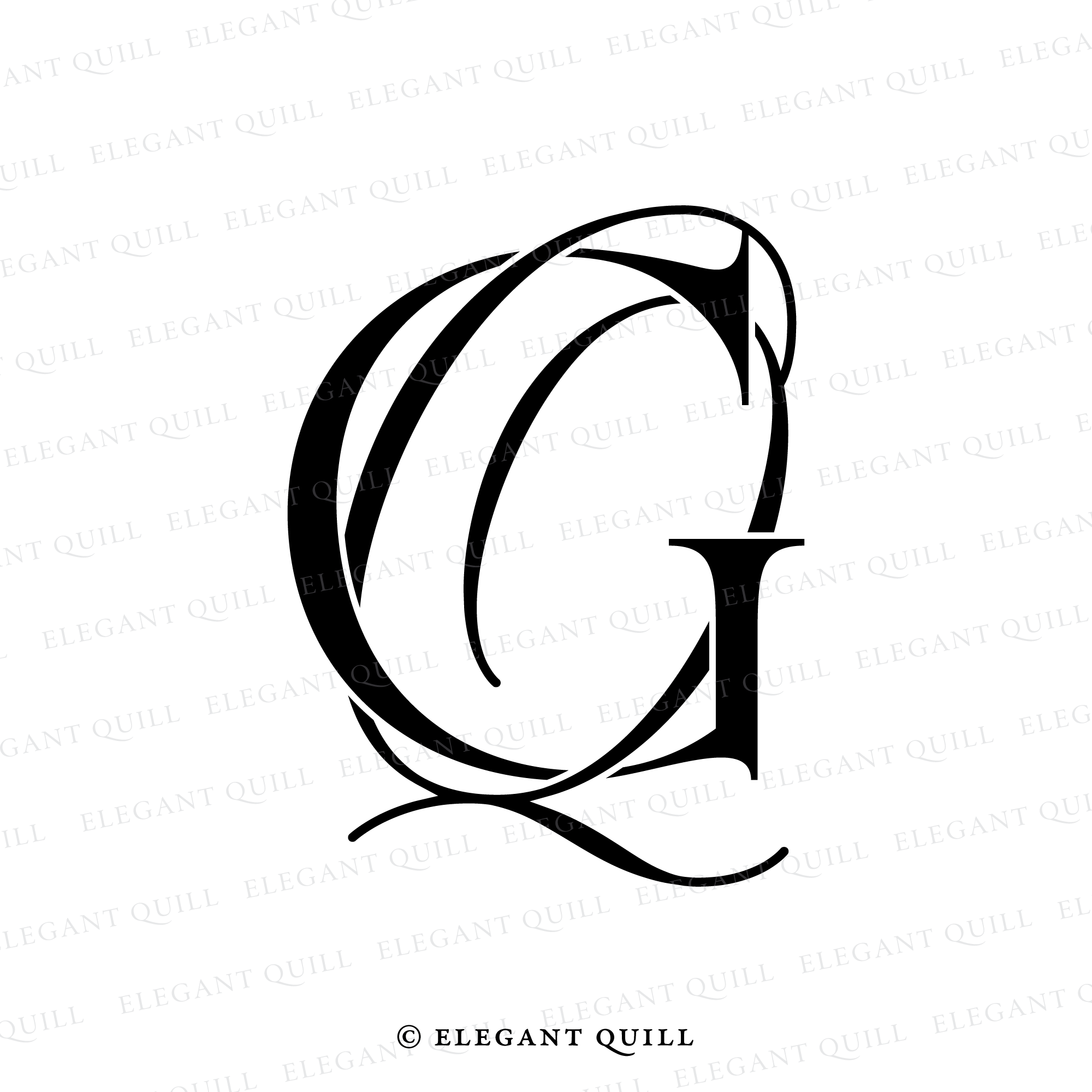 Wedding Gobo Monogram, GM Initials Logo – Elegant Quill