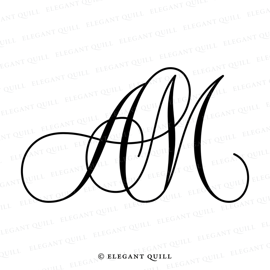 Intials Am Initials Logo, AM – Elegant Quill