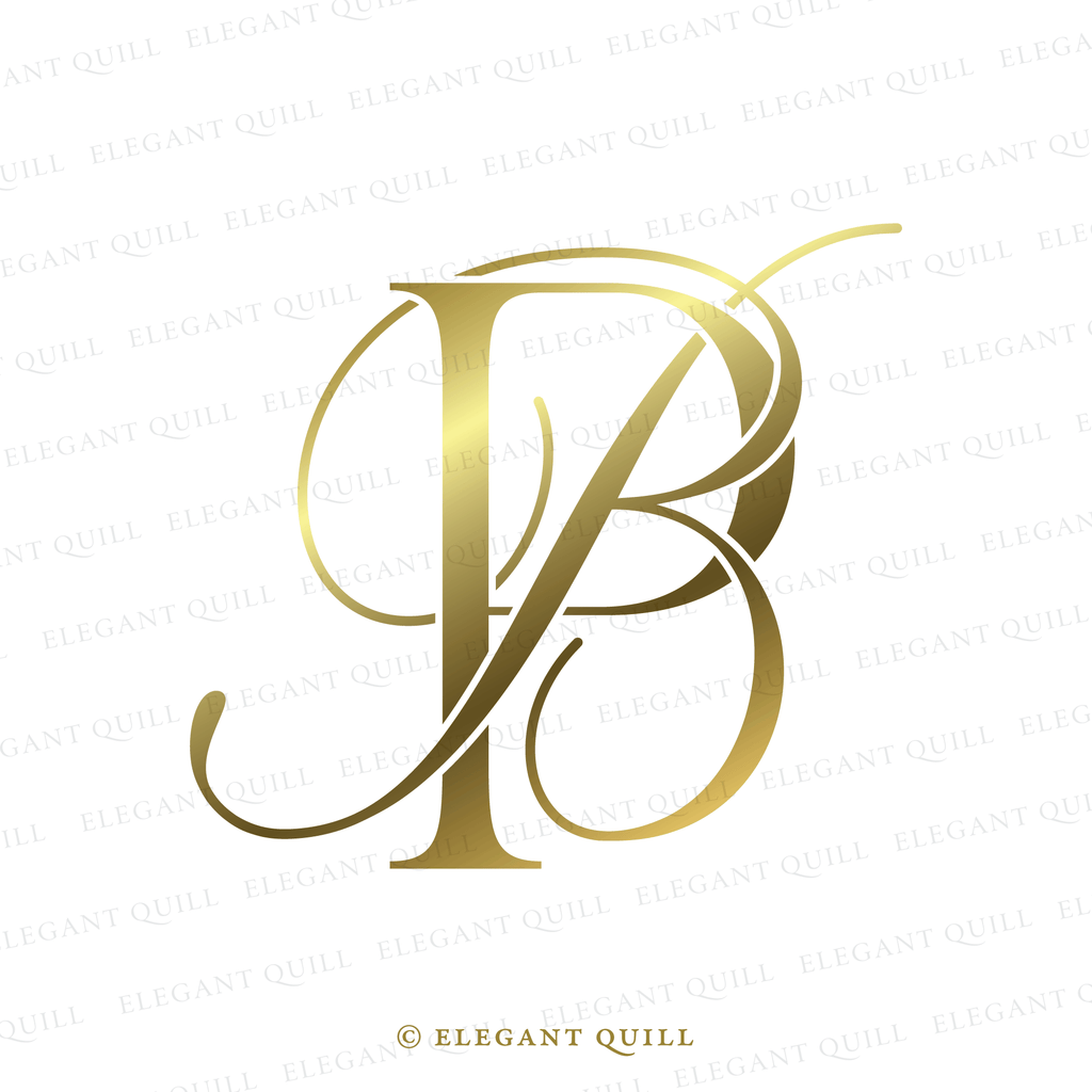 initials logo design BP gold