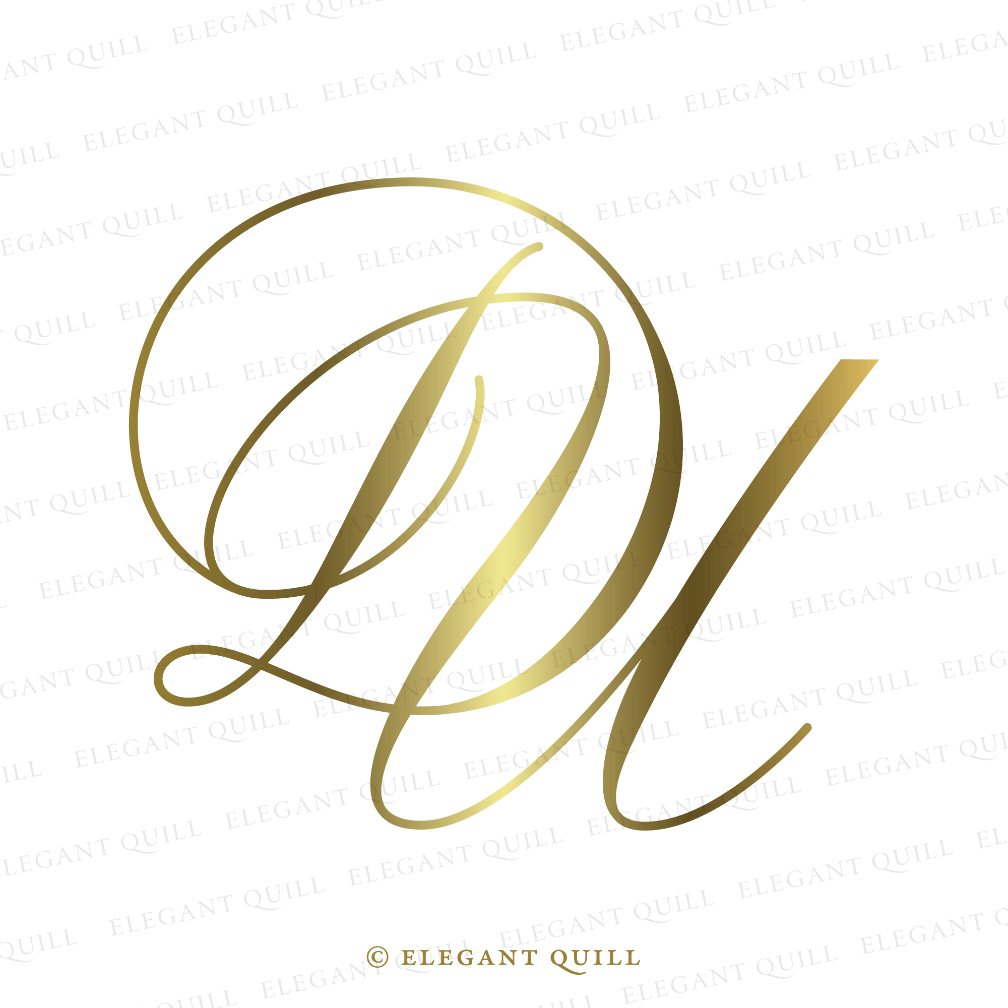 Initials Logo Design, DU – Elegant Quill