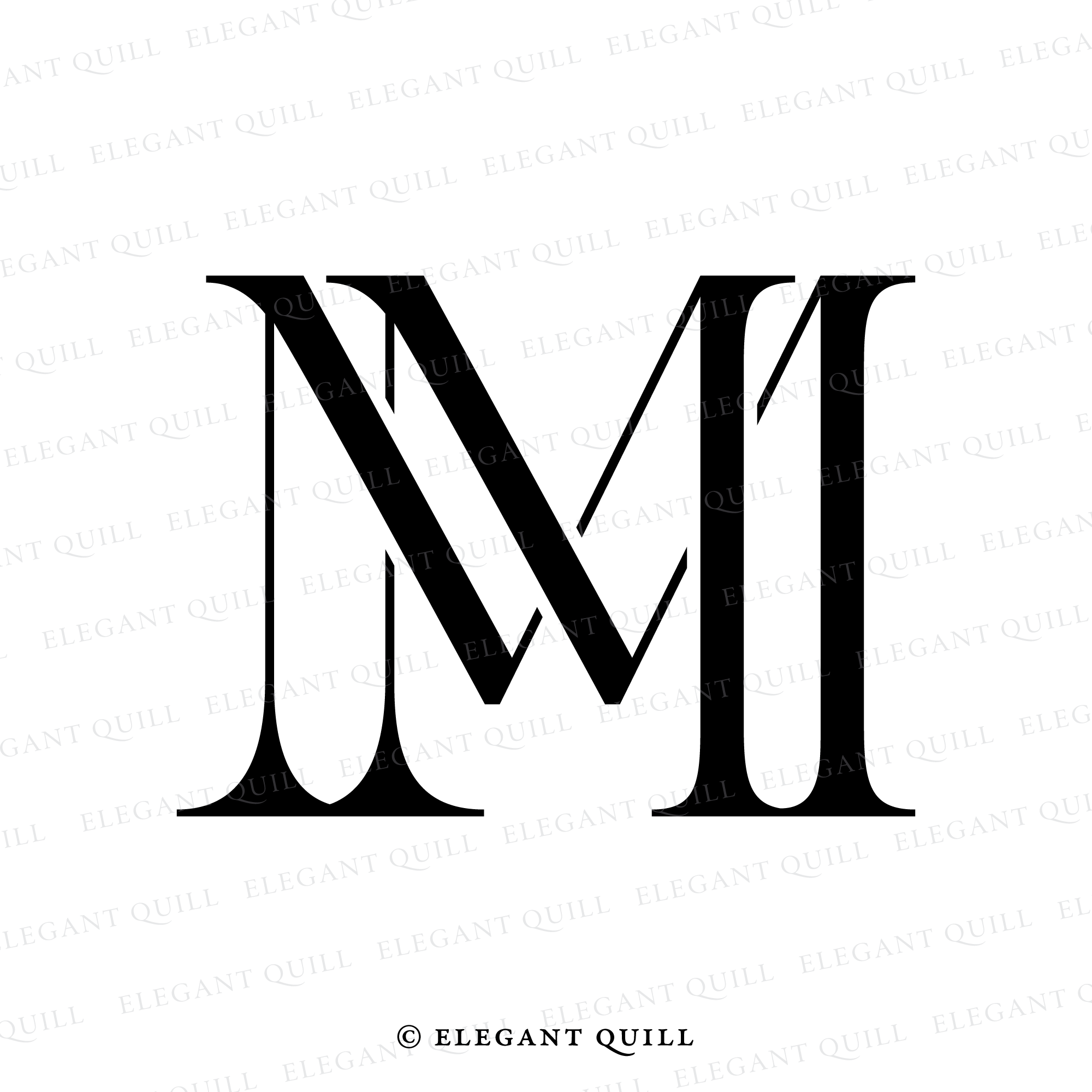 Initials Logo Design, MM – Elegant Quill