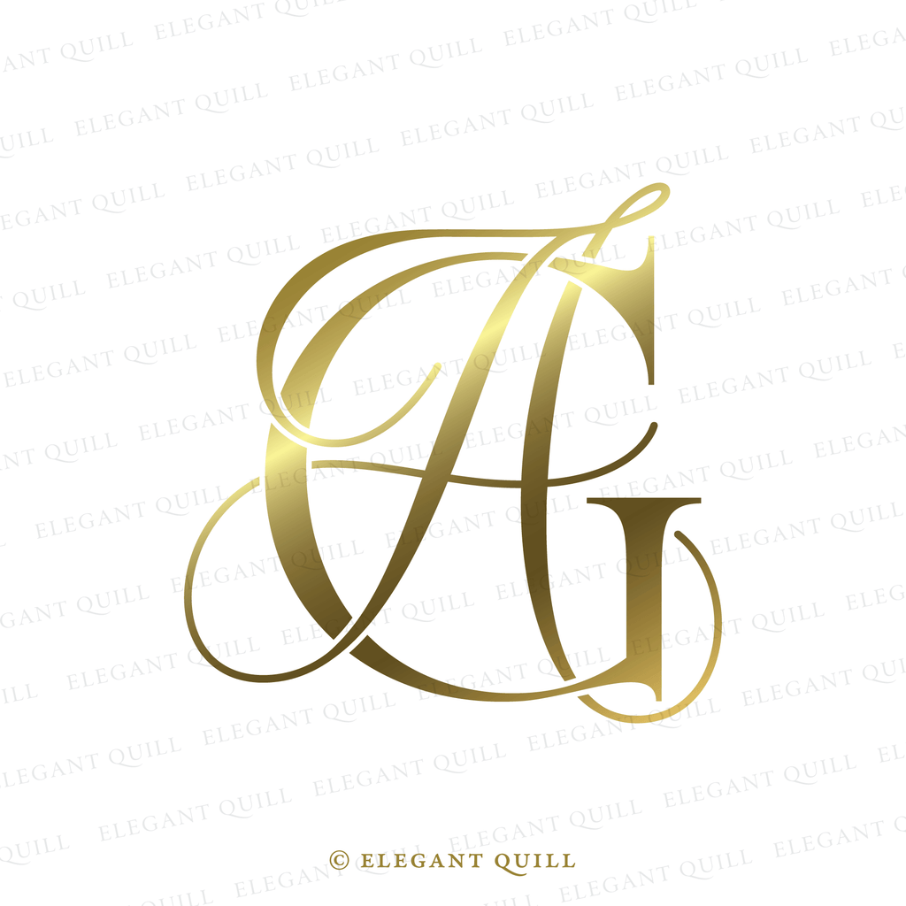 married couple monogram, AG logo gold