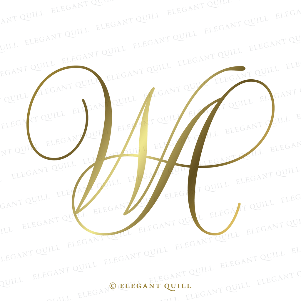 married couple monogram, AW initials