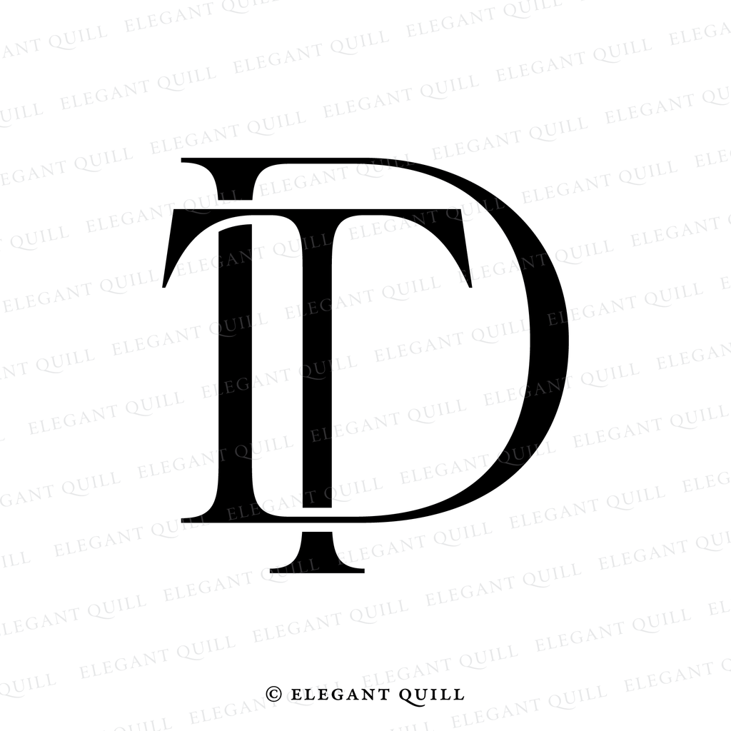 married couple monogram, DT initials