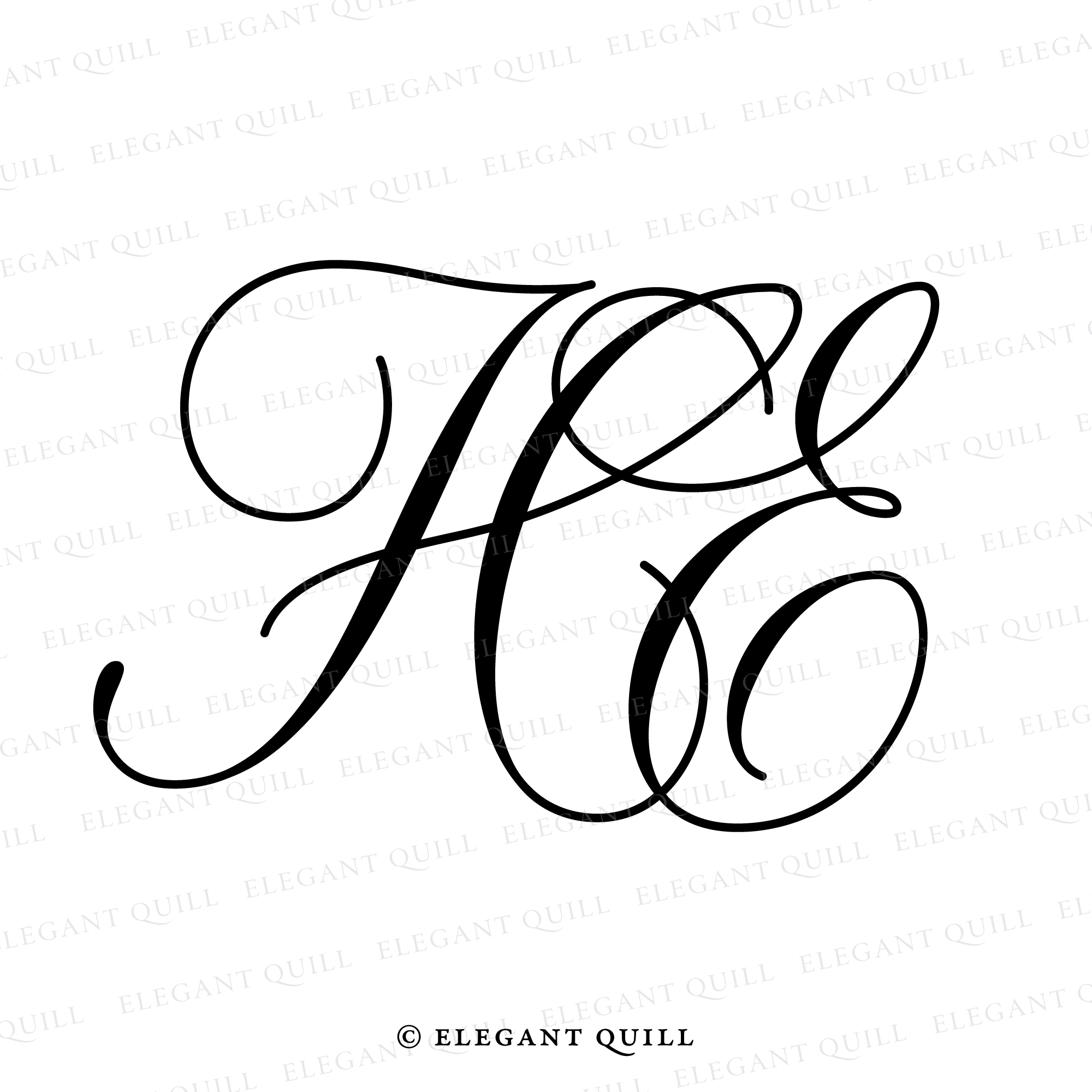 Married Couple Monogram, EH Initials Logo – Elegant Quill