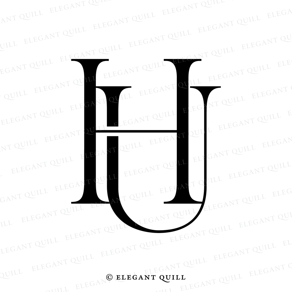 married couple monogram, HU initials