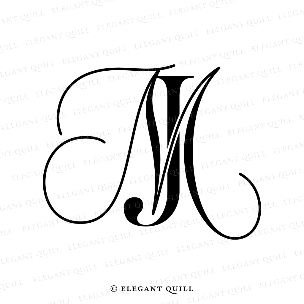 Married Couple Monogram, MJ Initials Logo – Elegant Quill