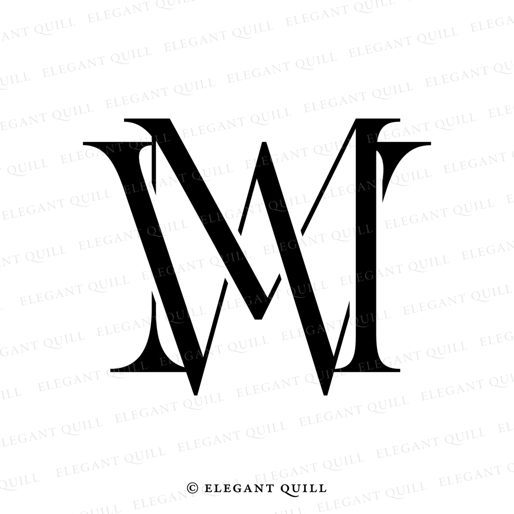 married couple monogram, MW initials