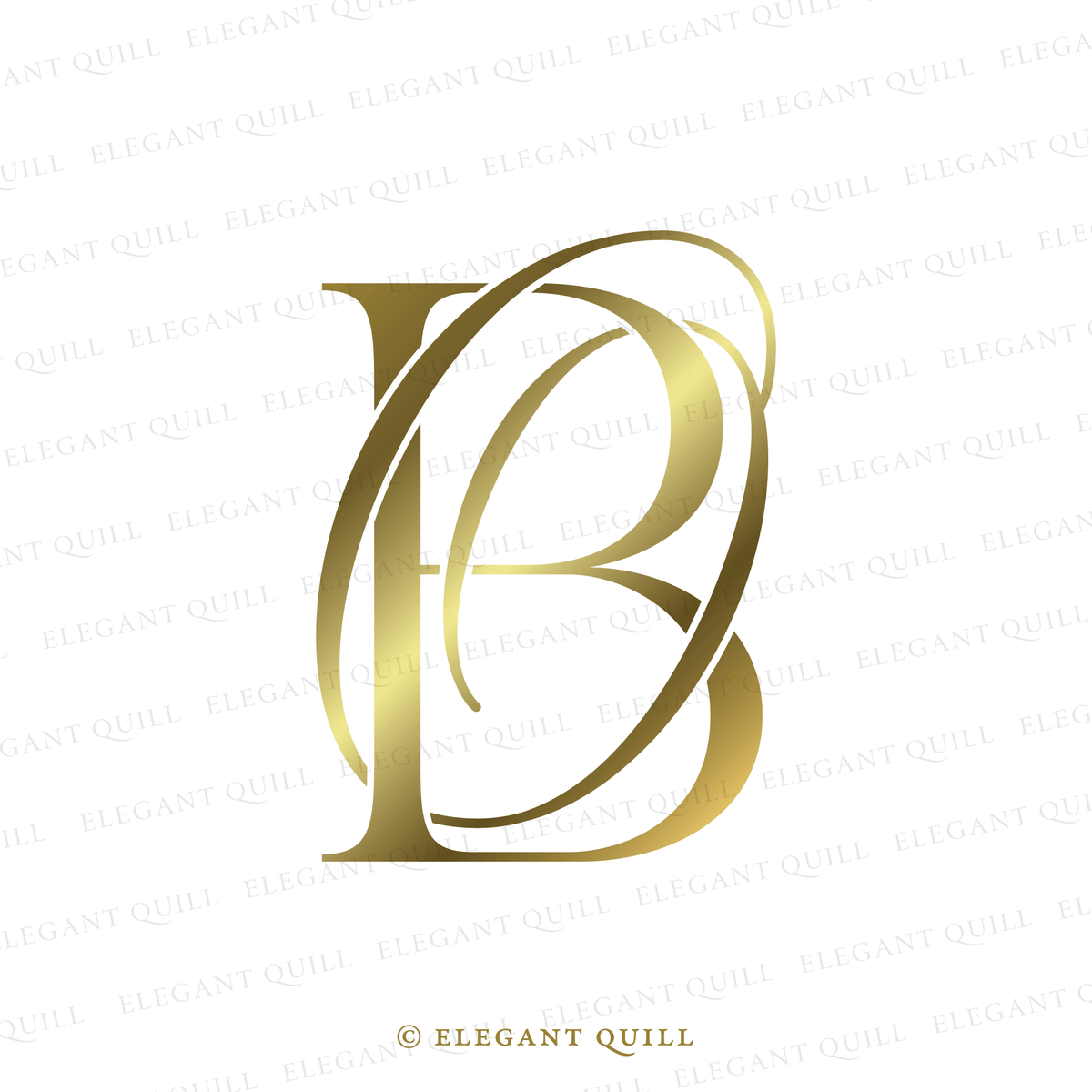 Married Couple Monogram, OB Initials Logo – Elegant Quill