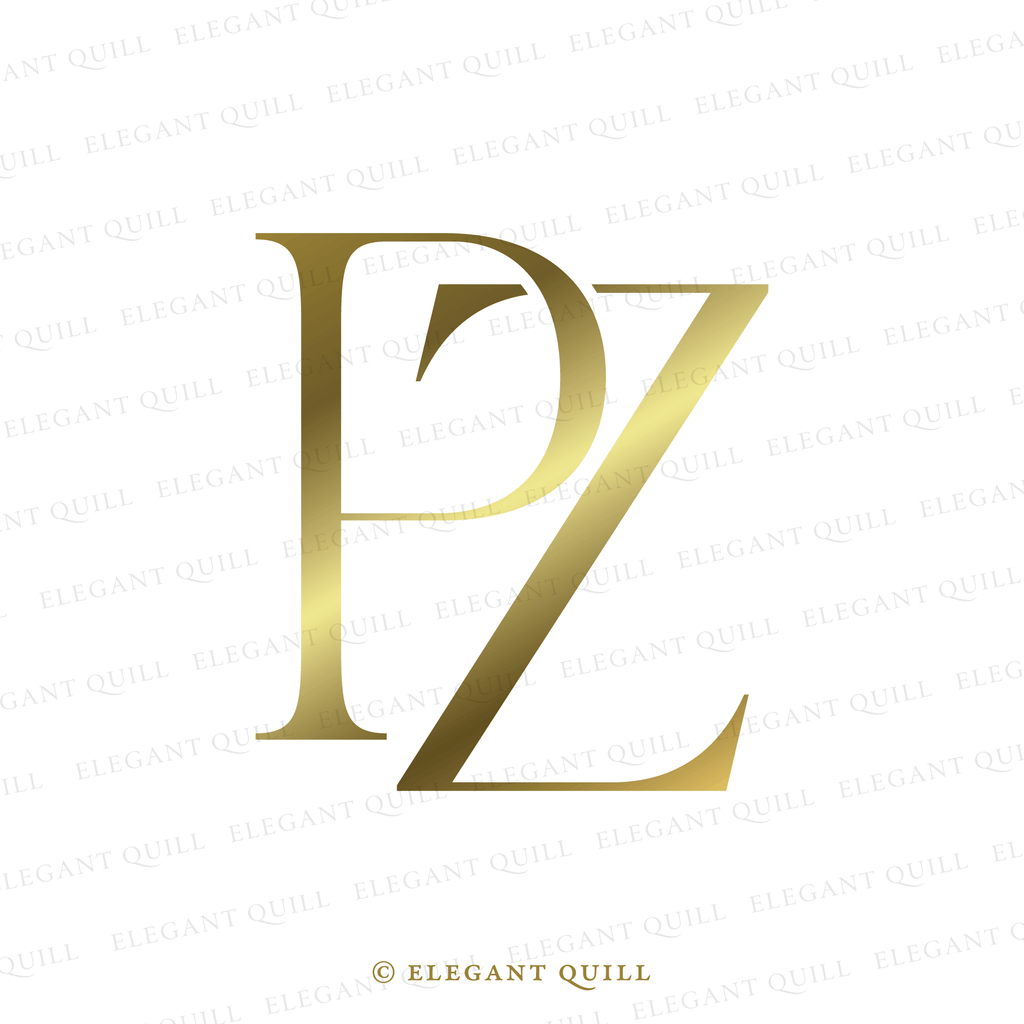 married couple monogram, PZ initials