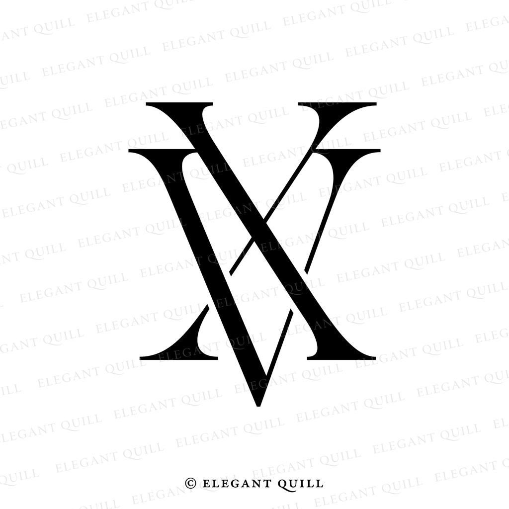 married couple monogram, VX initials