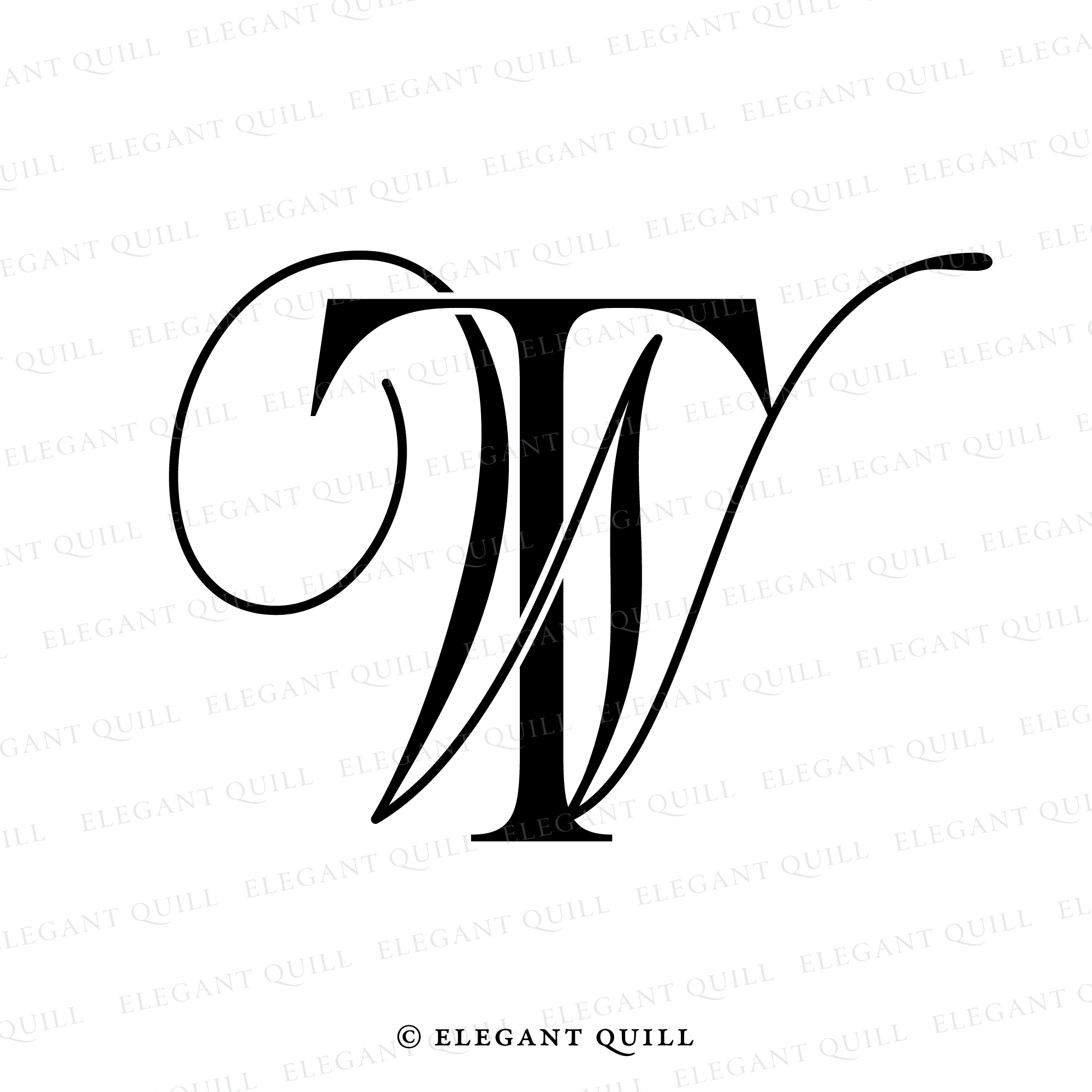 Wedding Monogram Logo, OI Initials – Elegant Quill