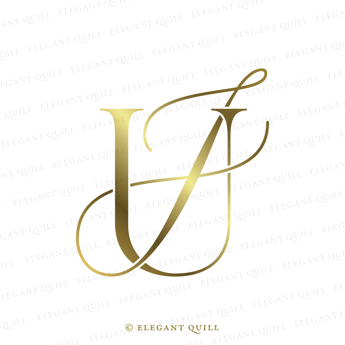 Minimalist Logo, JU Initials – Elegant Quill